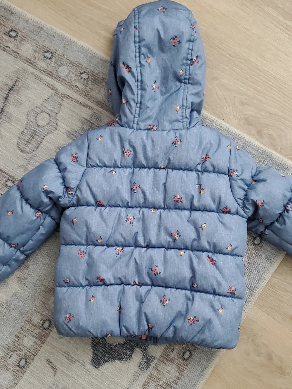 Oshkosh B'gosh Toddler Girls Blue Floral Hooded Winter Jacket Coat Sz2T